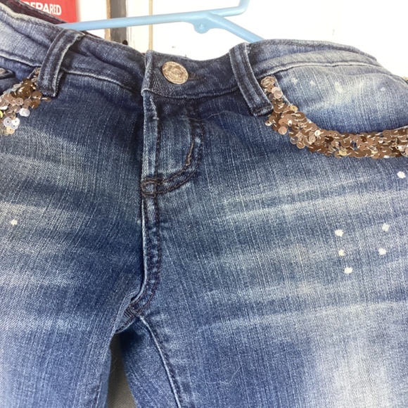 Bebe Embellished/Stressed Blue Jeans - Picture 3 of 8
